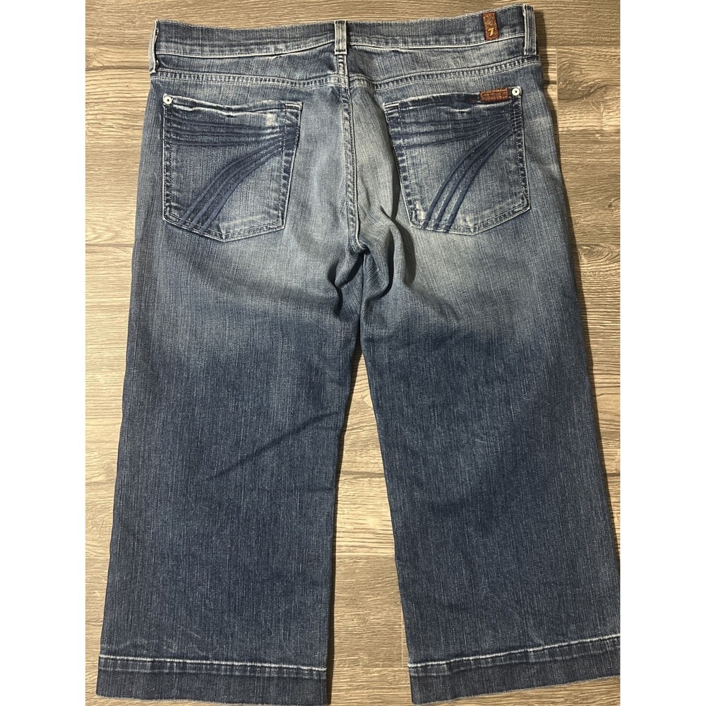 7 For All Mankind Vintage Crop Dojo Blue Jean Low Rise Medium Wash Sz 32 (34x20) - Picture 7 of 11